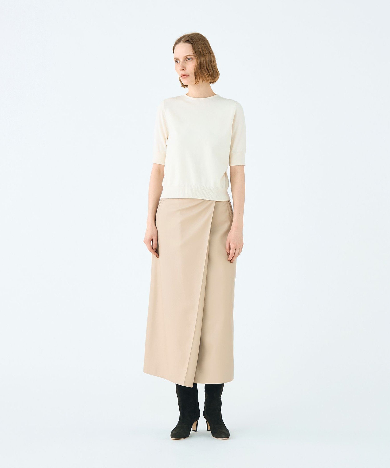 Ballsey パールコンビ バックシャンハーフスリーブプルオーバー トゥモローランド トップス ニット ホワイト ブラック【送料無料】