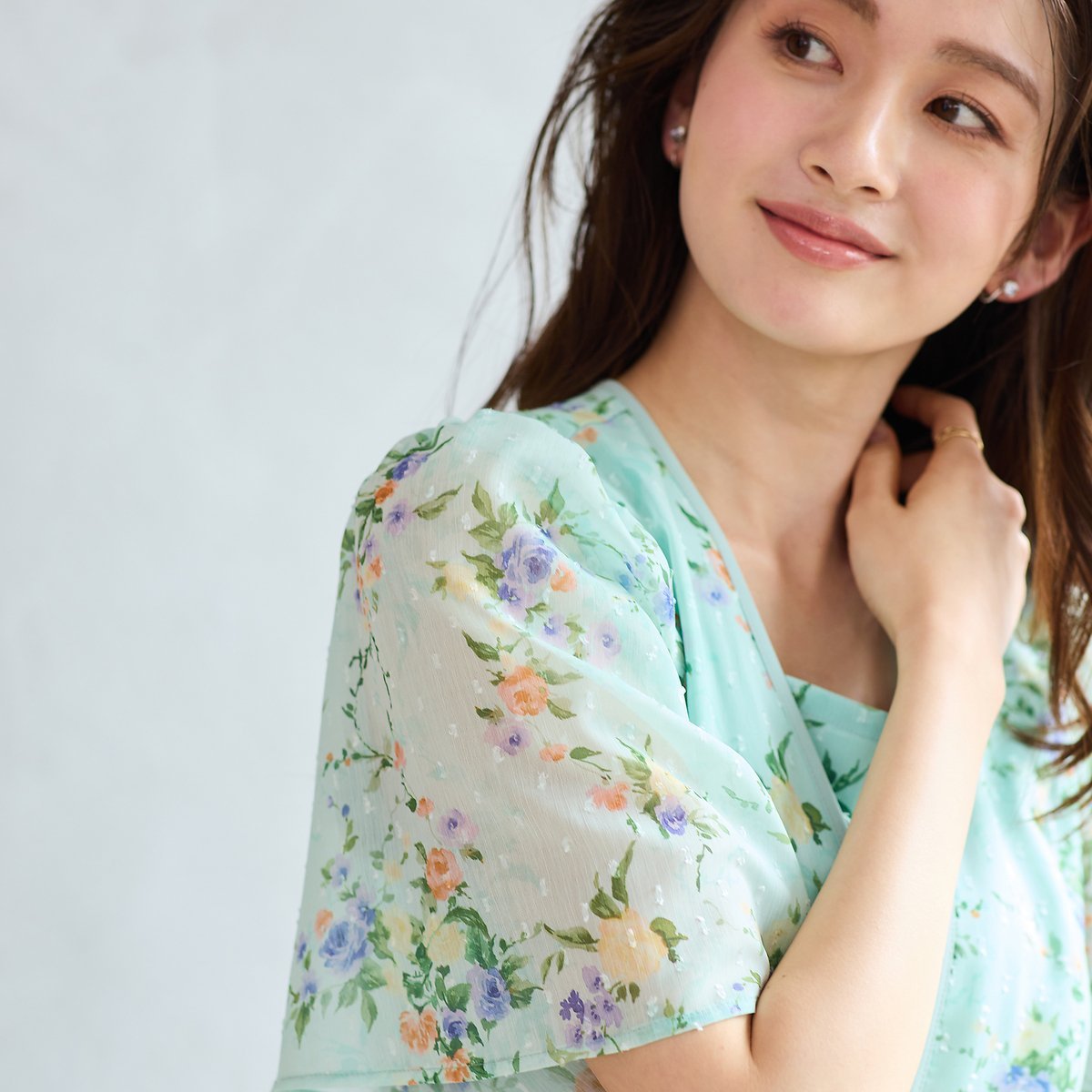 Rose Tiara 【大人気追加】カットドビーブラウス ローズティアラ トップス シャツ・ブラウス グリーン