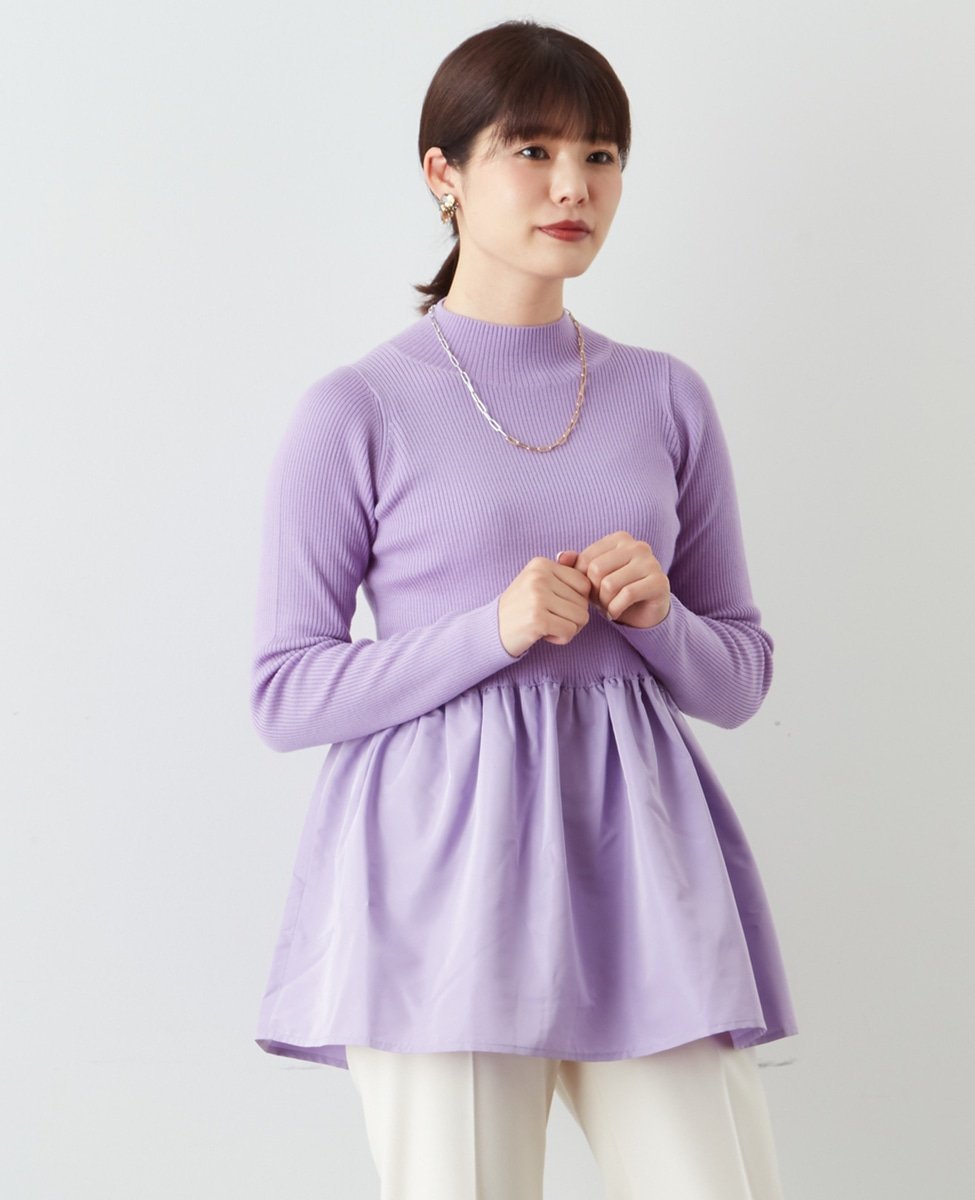 【SALE／70%OFF】TIARA ハイネックペプラムニット ティアラ トップス ニット パープル ネイビー ブラック【送料無料】のサムネイル