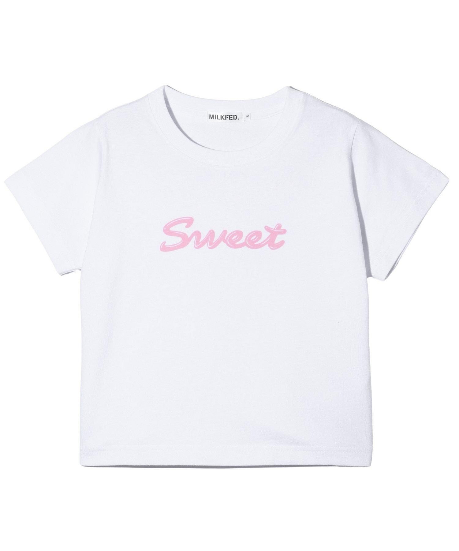 MILKFED. ICING SCRIPT COMPACT S/S TEE MILKFED. ミルクフェド トップス カットソー Tシャツ ピンク レッド【送料無料】