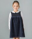 BeBe 【日本製】千鳥格子オパールベルベットドレス(100~140cm) ベベ オンライン ストア ワンピース・ドレス ワンピース ベージュ ネイビー【送料無料】(4)