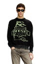 DIESEL メンズ プルオーバーニット K-BELEZ ディーゼル トップス ニット オレンジ ブラック【送料無料】