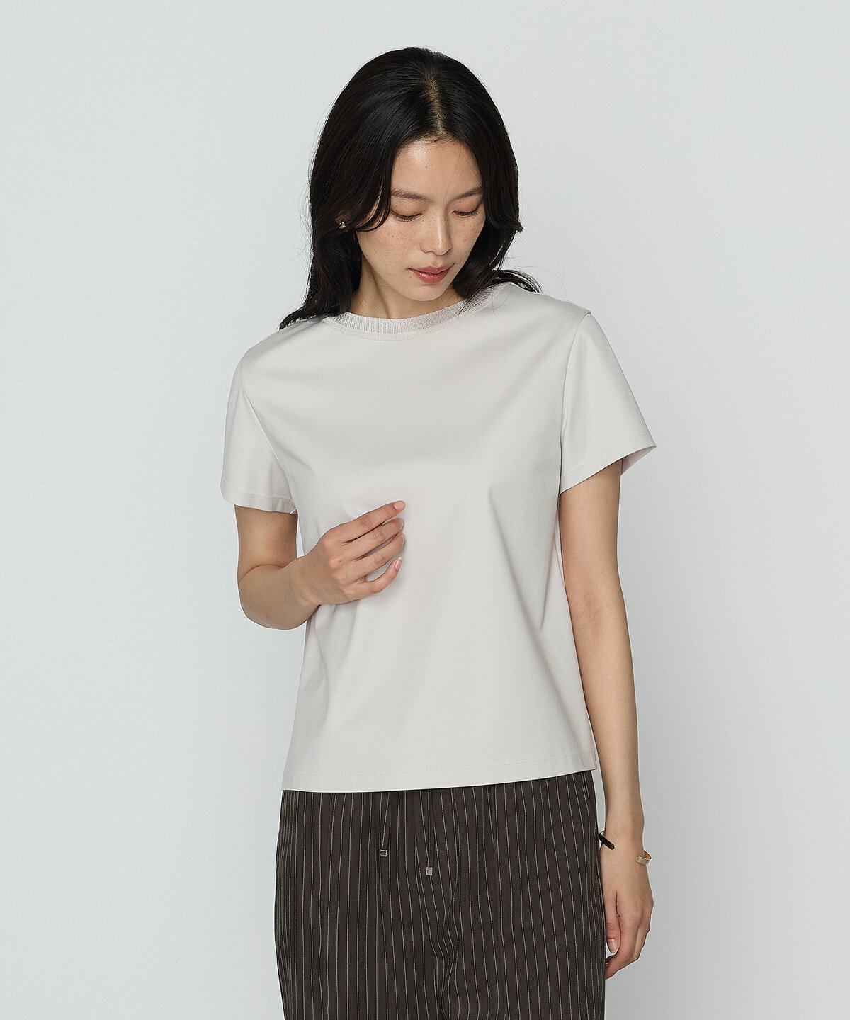 [ TALLサイズ ] コヒノールスムース ニット付きTシャツ コムサ トップス カットソー・Tシャツ ブラック ホワイト ブルー グレー