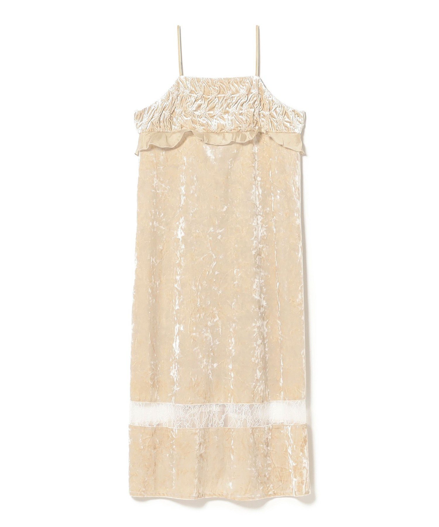 【SALE／50%OFF】Ray BEAMS クラッシュ ベロア キャミワンピース ビームス アウトレット ワンピース・ドレス ワンピース ブラック ベージュ【送料無料】