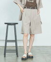 【SALE/38%OFF】LAKOLE リネンライクハーフパンツ ラコレ パンツ その他のパンツ グレー ブラウン グリーン