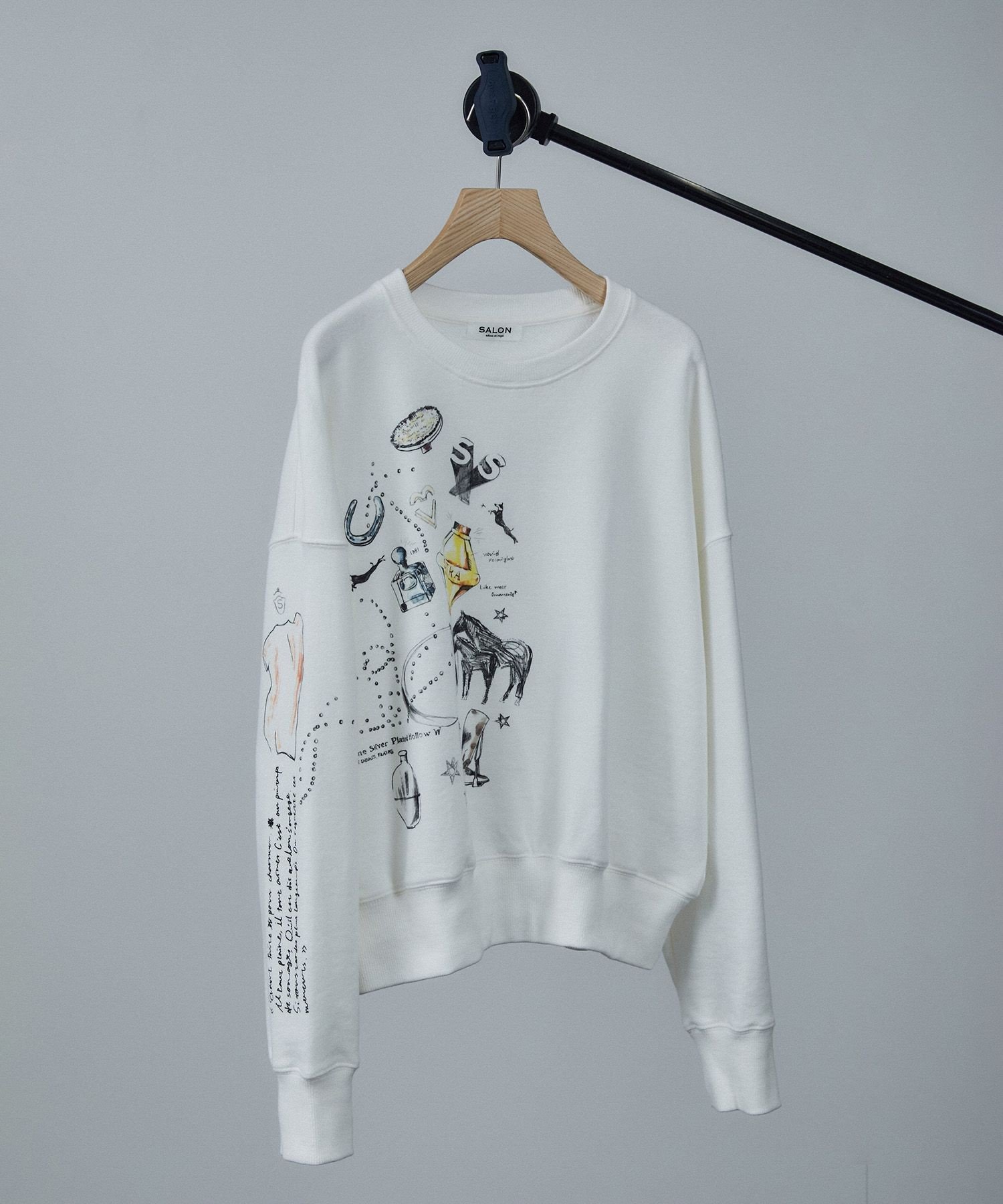 SALON adam et rope' アズマ裏毛スケッチプリントスウェット サロン アダム エ ロペ トップス スウェッ..