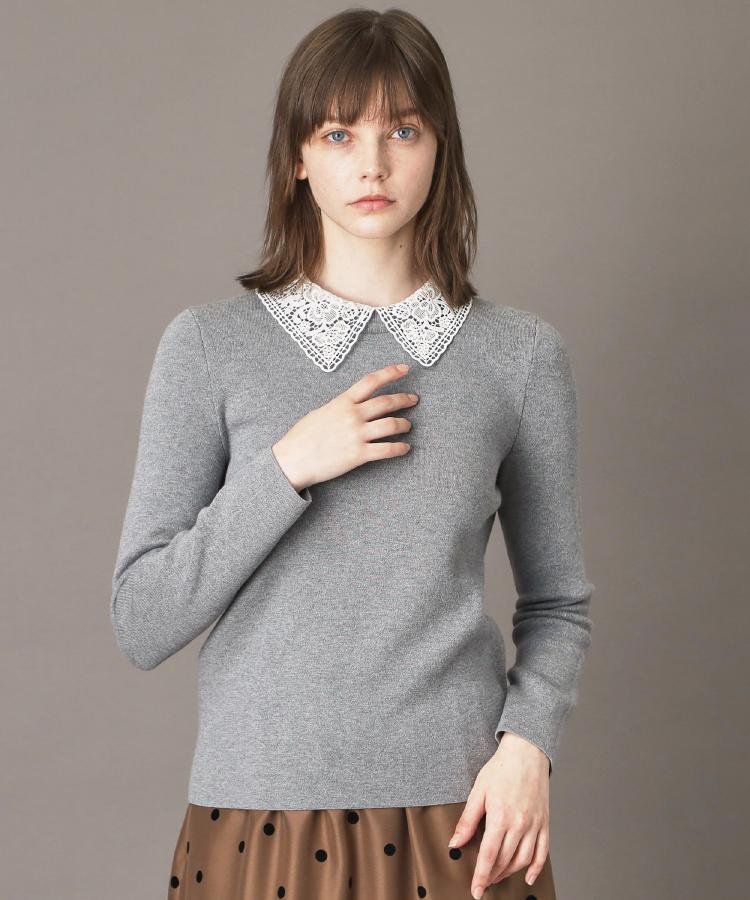 DRESSTERIOR 2WAYレースカラーニット ドレステリア トップス ニット ベージュ グレー ネイビー【送料無料】のサムネイル