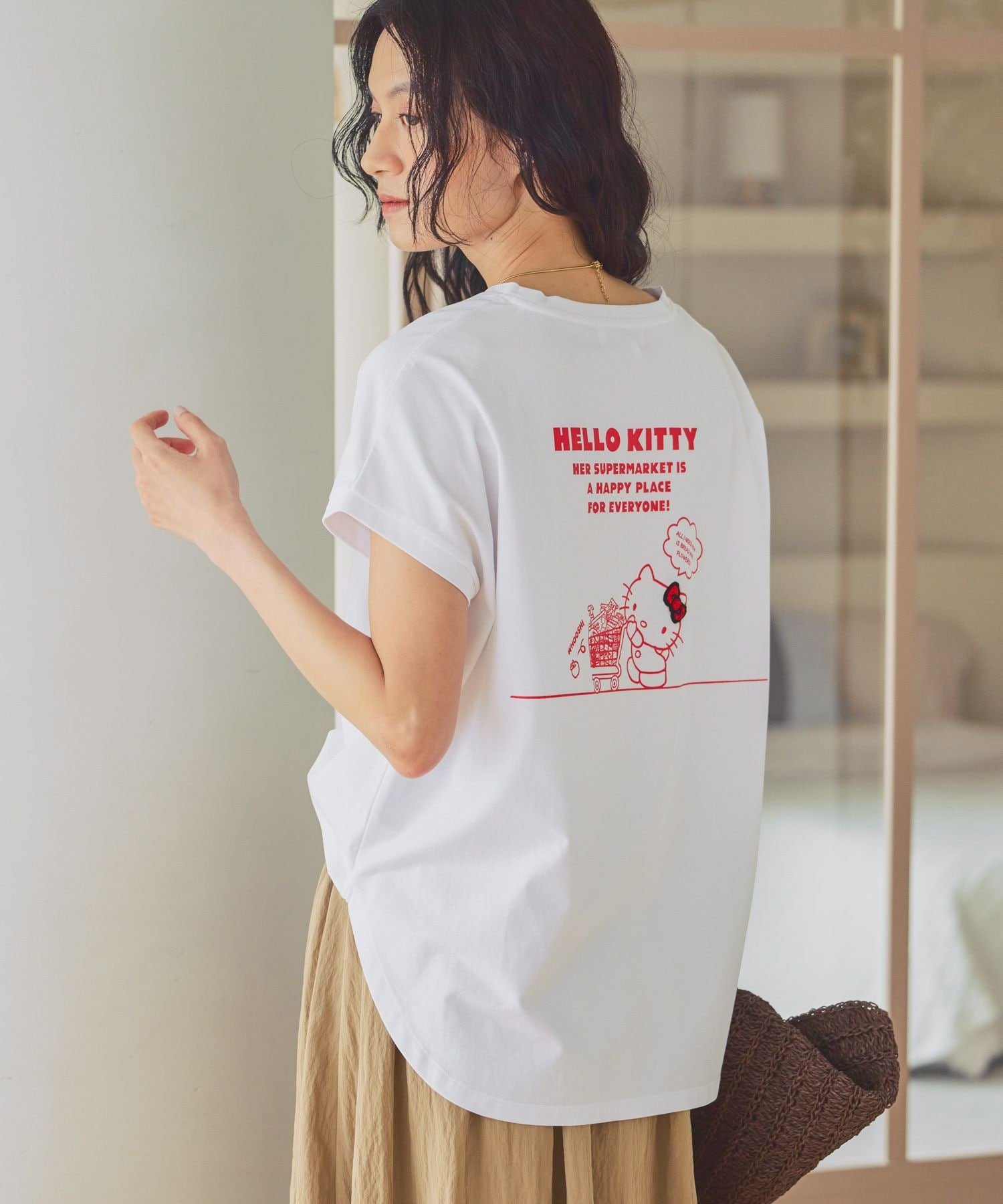 【HELLO KITTY】プリントTシャツ/1043837 エルーラ トップス カットソー・Tシャツ グレー ホワイト