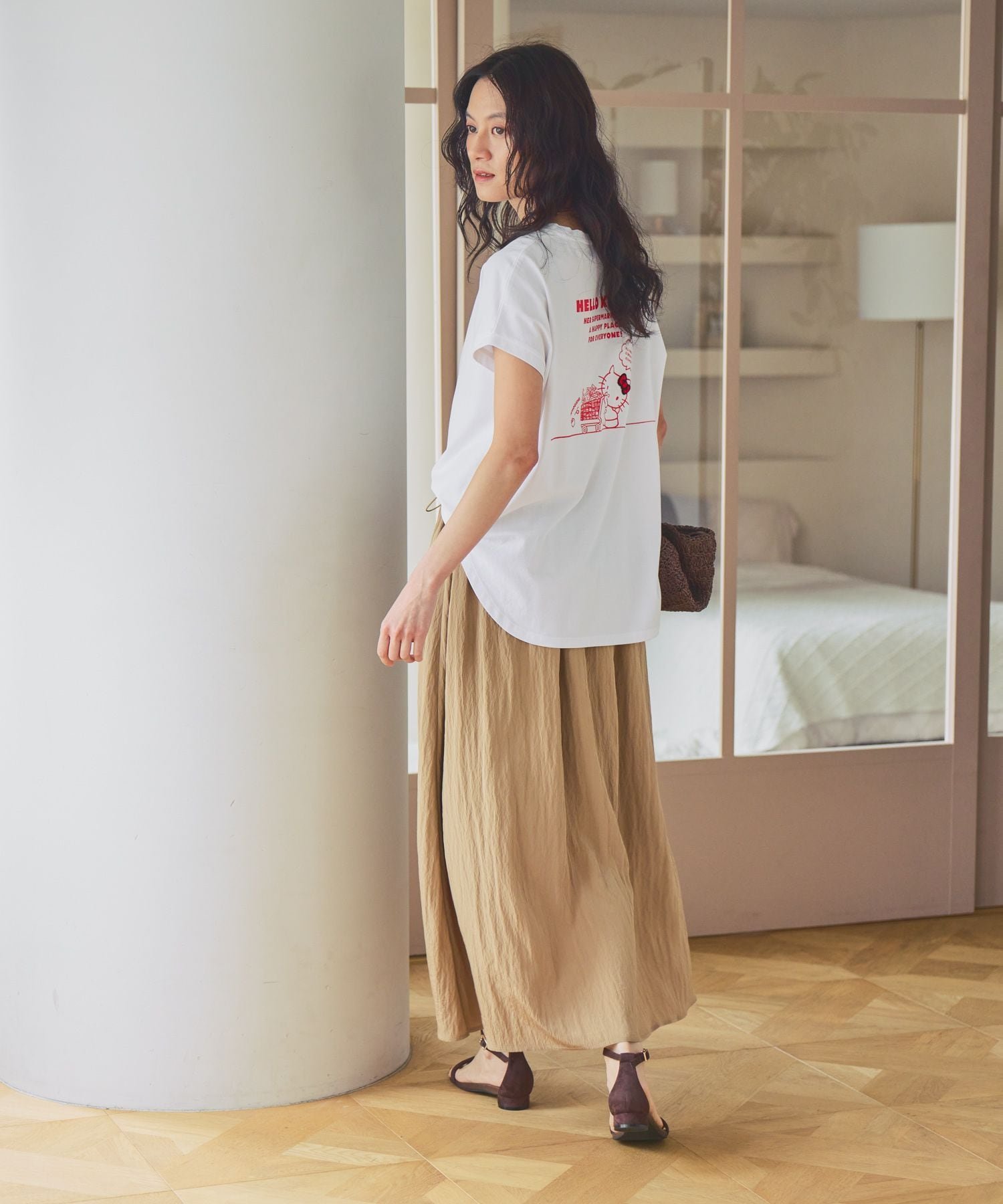 【HELLO KITTY】プリントTシャツ/1043837 エルーラ トップス カットソー・Tシャツ グレー ホワイト