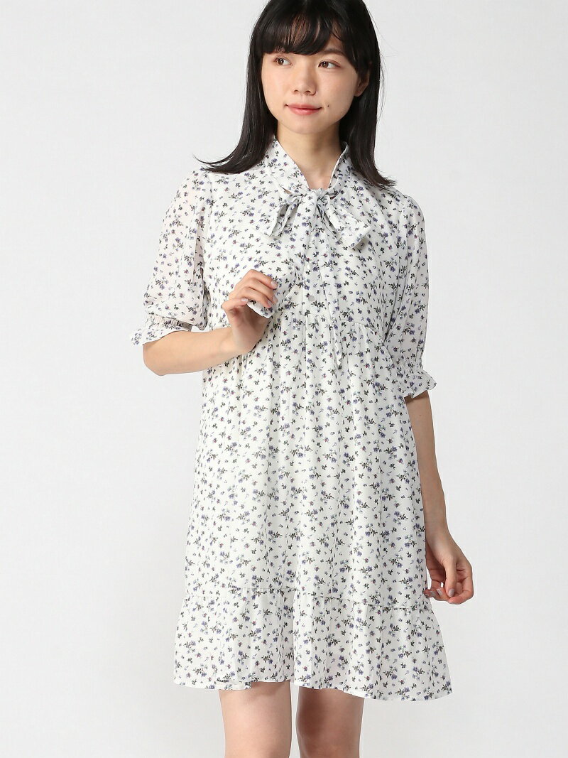 【SALE／74%OFF】WEGO WEGO/(L)ボウタイフラワーミニワンピース ウィゴー ワンピース 半袖ワンピース ホワイト ブラックのサムネイル