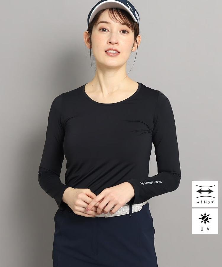 【UVカット/ストレッチ】クールタッチクルーネックインナー アダバット トップス カットソー・Tシャツ ホワイト ブラック ネイビー