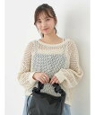 earth music&ecology スパンコールショートゆるニット レディース/春/24SS アースミュージック&エコロジー トップス ニット ホワイト ブラック グリーン ブルー【送料無料】