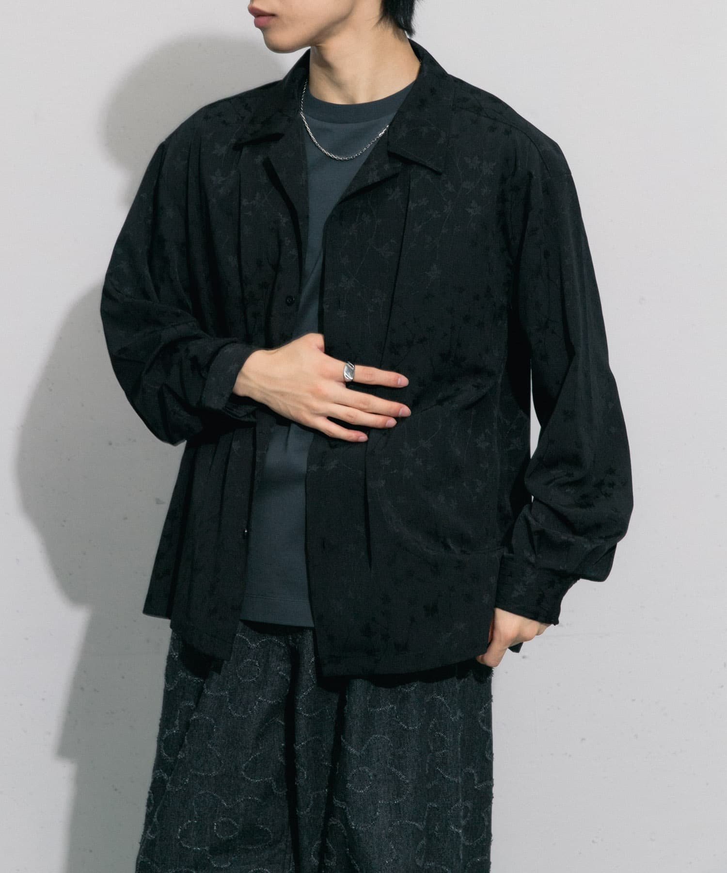 楽天Rakuten Fashion【SALE／50％OFF】SENSE OF PLACE フラワージャガードオープンカラーシャツ センス オブ プレイス トップス シャツ・ブラウス ベージュ ブラック