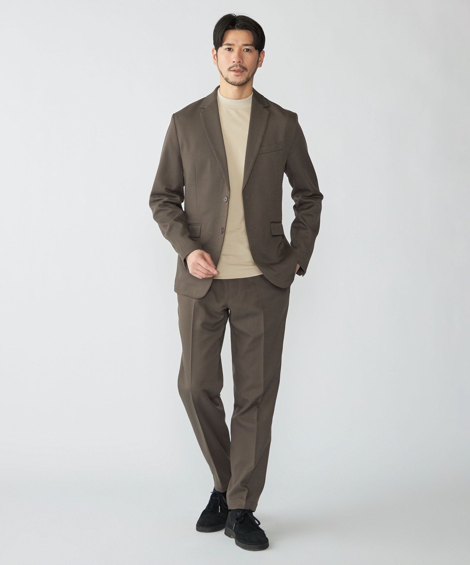 SHIPS MEN 【WEB限定】SHIPS:<手洗い可能>ホップサック テック セットアップ (ジャケット+パンツ) シップス スーツ・フォーマル セットアップスーツ ネイビー ブラック グレー【送料無料】