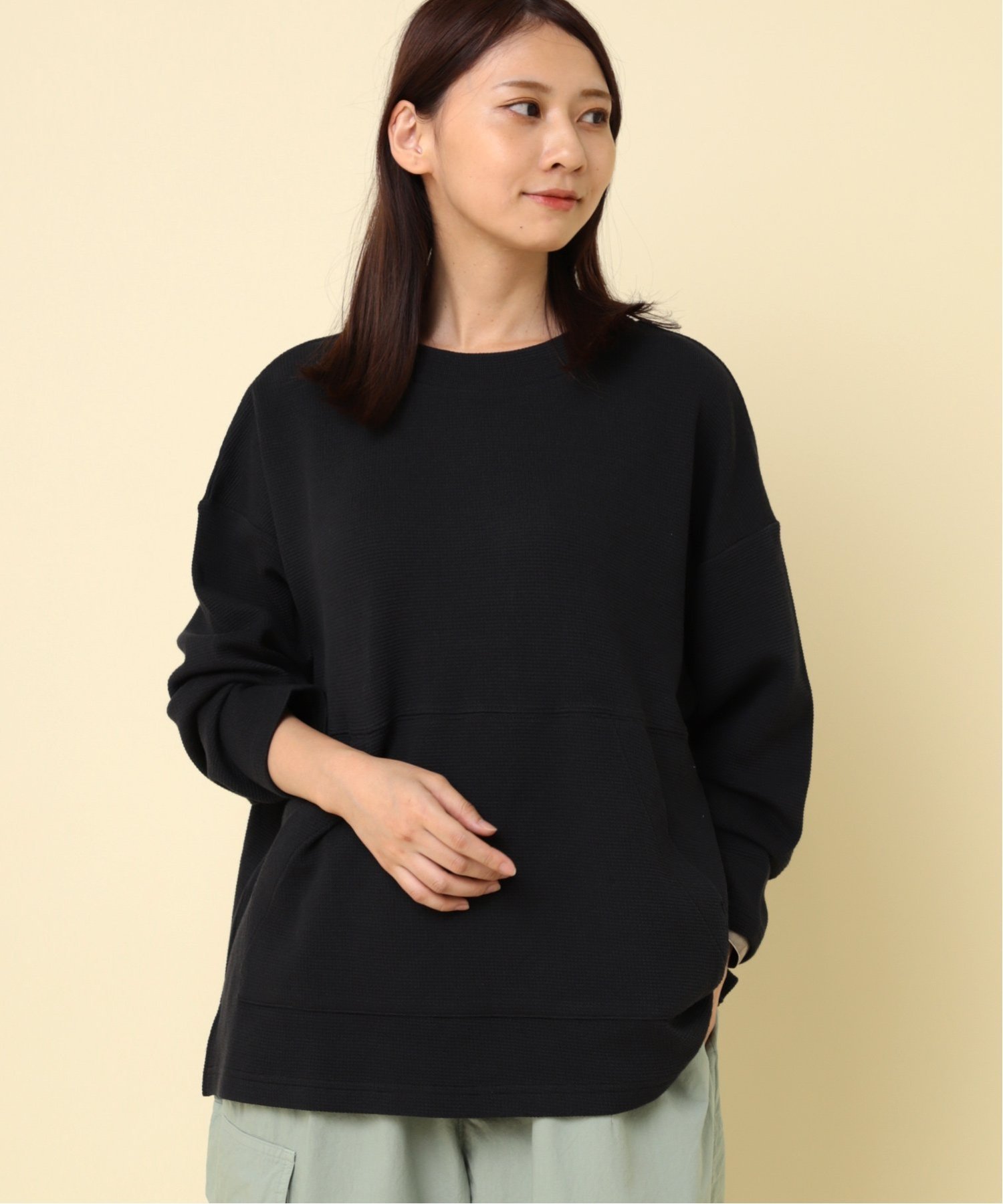 RNA-N M2382 ワッフルポケットデザインプルオーバー アールエヌエーエヌ トップス カットソー・Tシャツ ブラック ホワイト イエロー