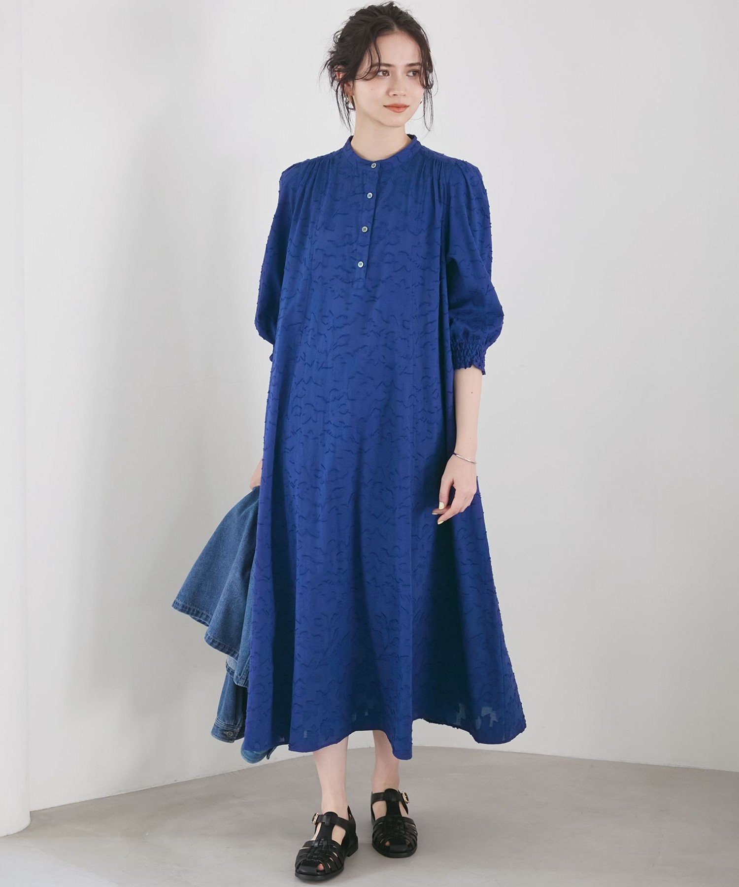 【SALE／30%OFF】23区 【SLOW/一部店舗限定】コットンジャカード ワンピース ニジュウサンク ワンピース・ドレス ワンピース グレー ブルー【送料無料】 stylife-14985517 Rakuten Fashion サンプル画像3
