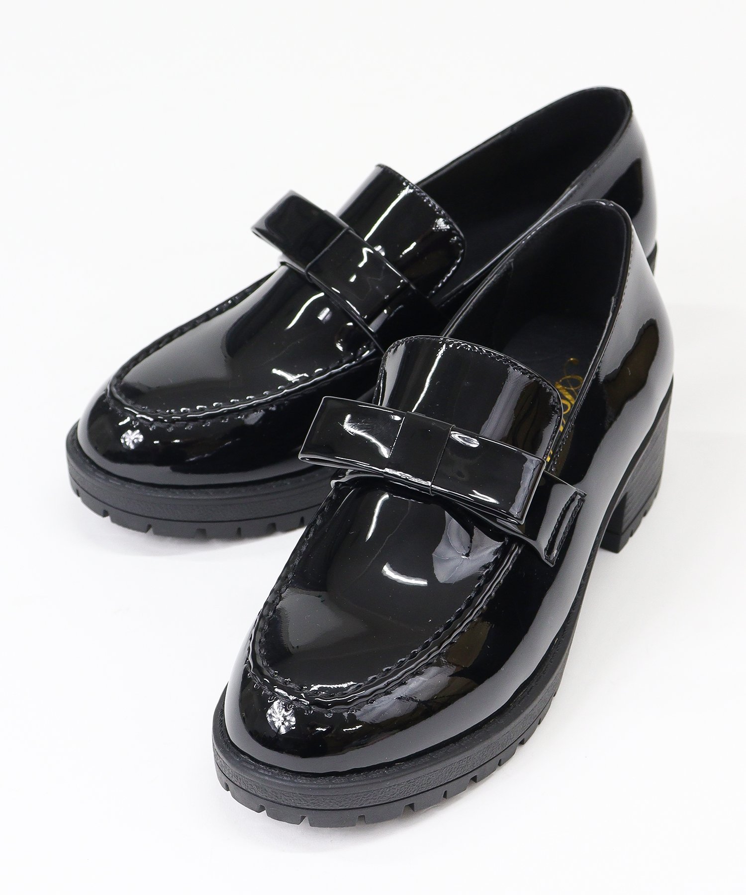 【SALE／10%OFF】AAA+Feminine 5cmヒール オフィス フォーマル セットアップ リボンローファー ☆3586 サンエーフットウェアー シューズ・靴 ローファー ブラック