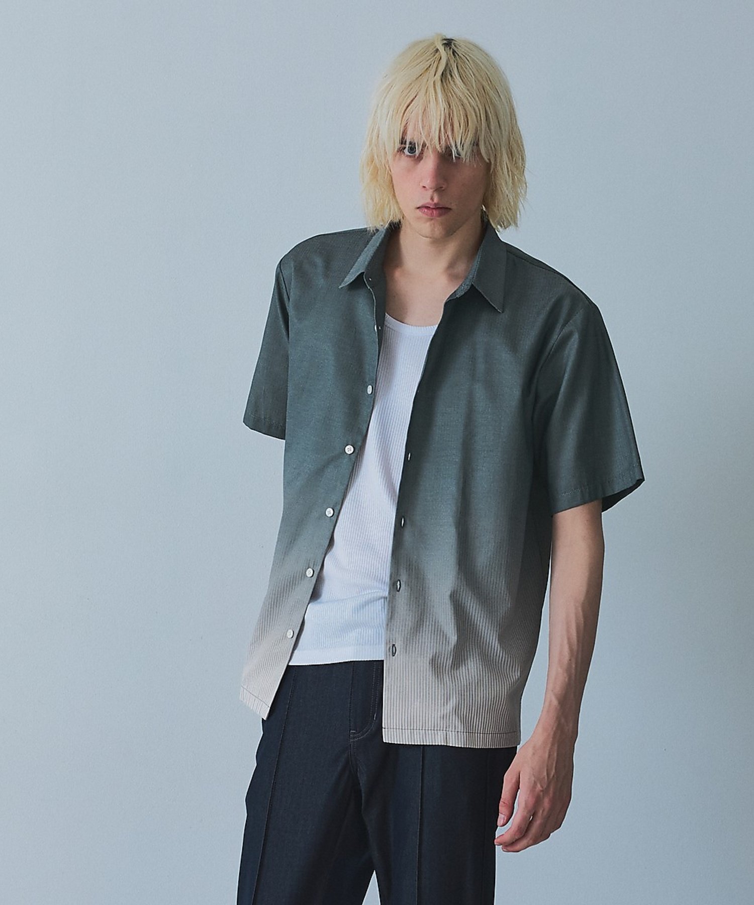 5351POUR LES HOMMES グラデーション ストライプシャツ ゴーサンゴーイチプールオム トップス シャツ・ブラウス グリーン
