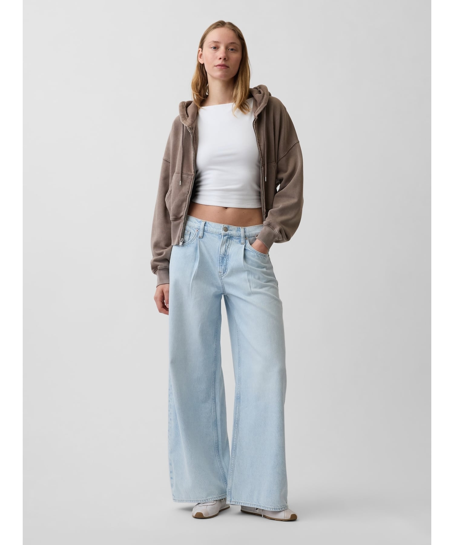 GAP (W)ミッドライズ ウルトラソフト プリーツ バギーデニム ギャップ パンツ ジーンズ・デニムパンツ ブルー【送料無料】