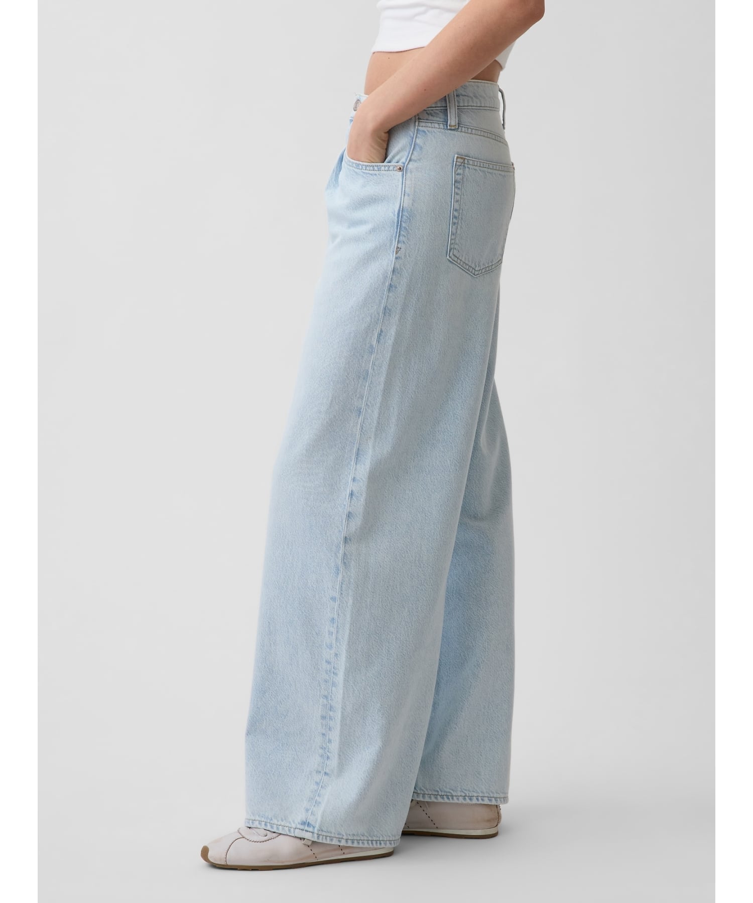 GAP (W)ミッドライズ ウルトラソフト プリーツ バギーデニム ギャップ パンツ ジーンズ・デニムパンツ ブルー【送料無料】