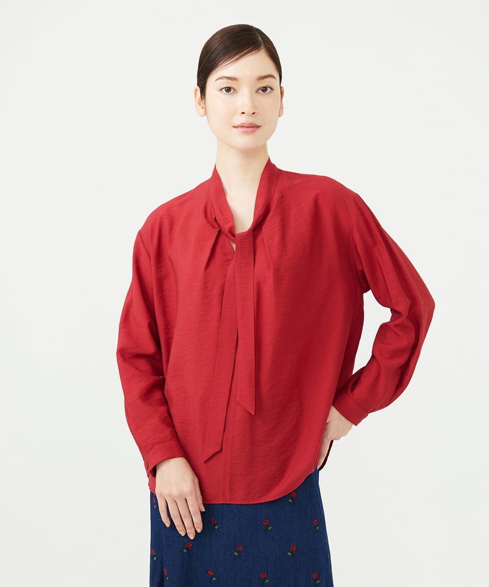 Sybilla レーヨンナイロンボウタイブラウス シビラ トップス シャツ・ブラウス レッド ブラック イエロー