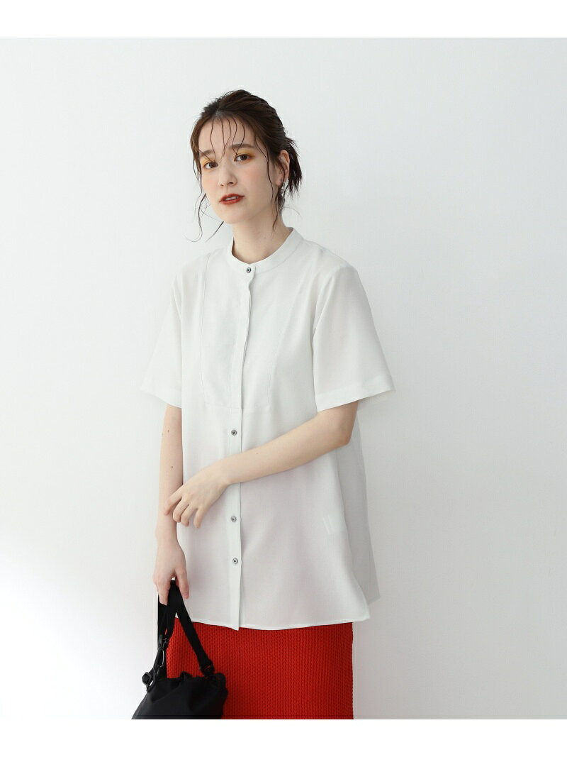 N. Natural Beauty Basic ドライポプリンフロントビブシャツブラウス エヌ ナチュラルビューティーベーシック* トップス シャツ・ブラウス グリーン ブラック ホワイト【送料無料】