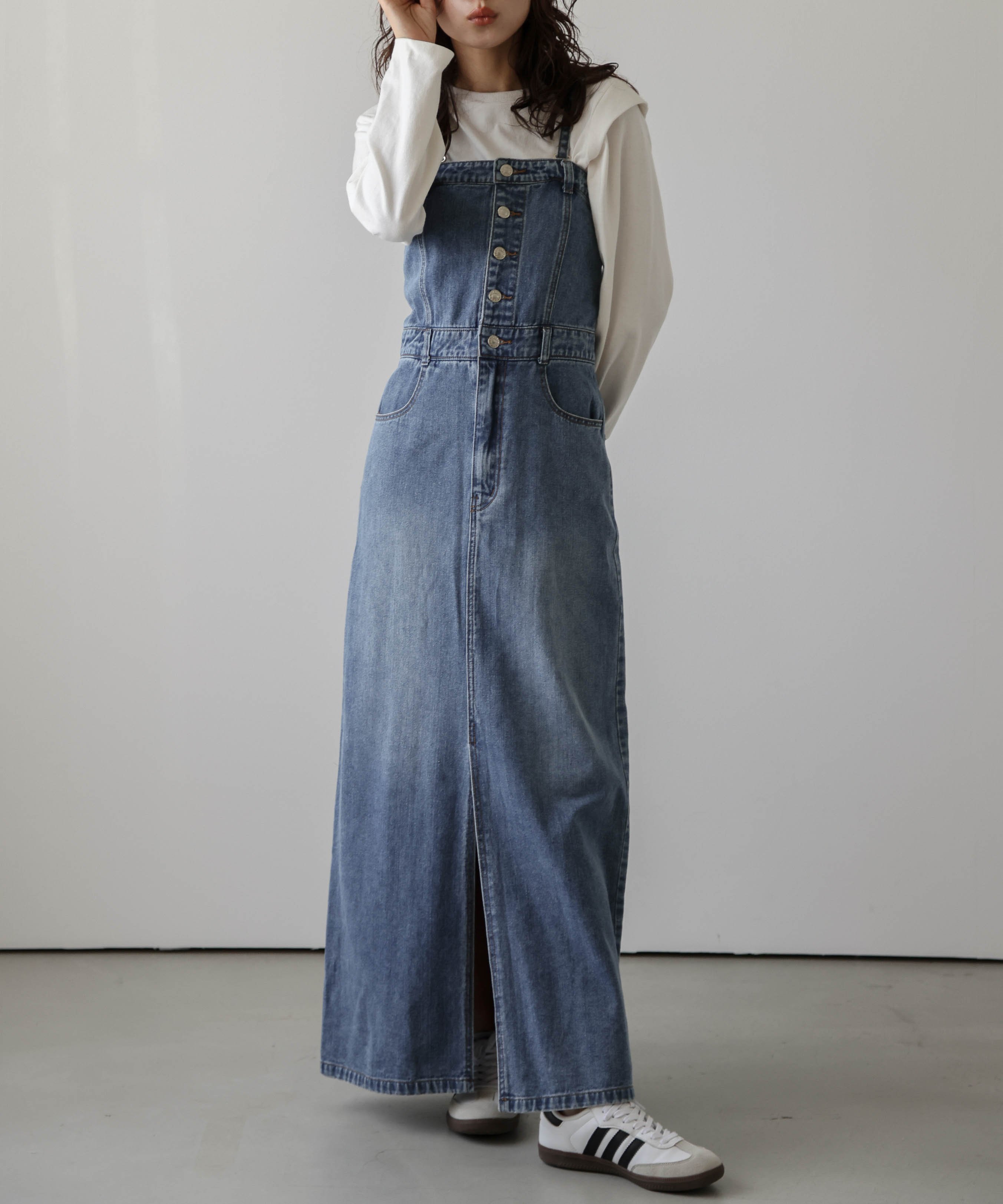 La-gemme ナローデニムワンピース ラジュール ワンピース・ドレス ワンピース ブラック ブルー