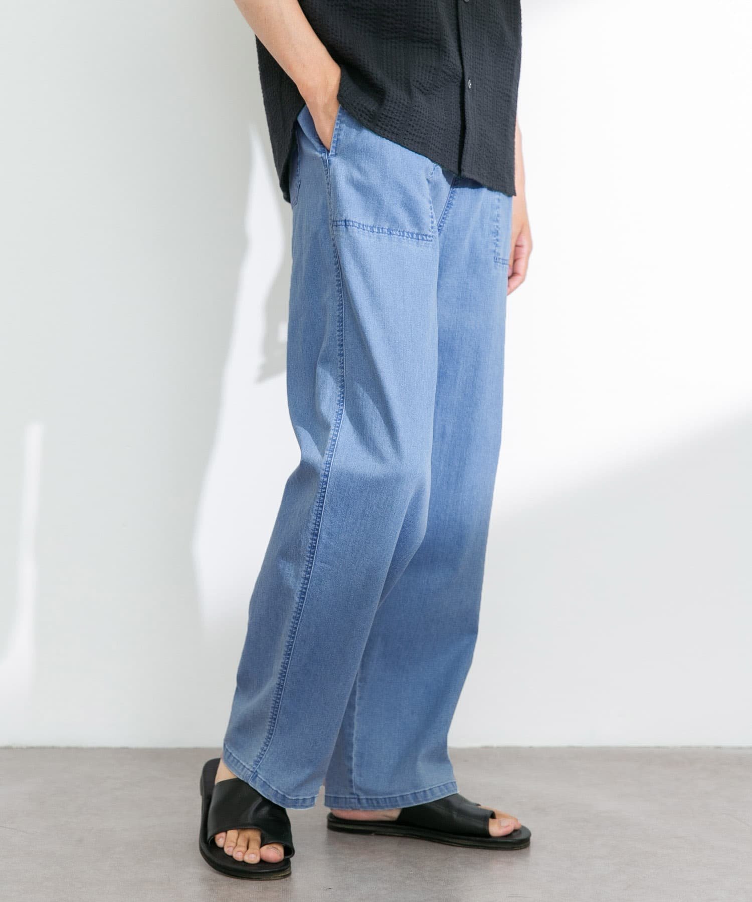 【SALE／30%OFF】Sonny Label 接触冷感デニムイージーパンツ サニーレーベル パンツ その他のパンツ ブルー【送料無料】