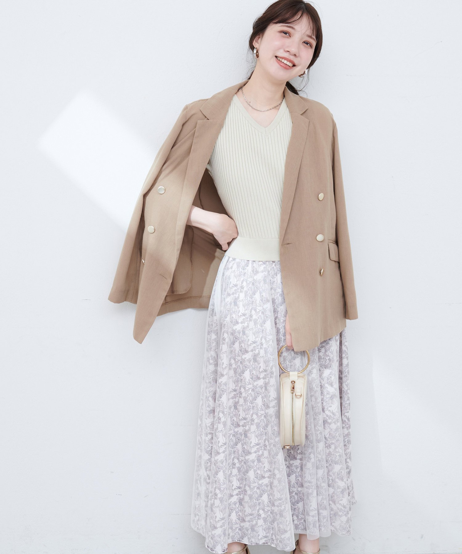 【SALE／50%OFF】natural couture ニット×チュールドッキングワンピース ナチュラルクチュール ワンピース・ドレス その他のワンピース・ドレス パープル ブラウン ブラック ピンクのサムネイル