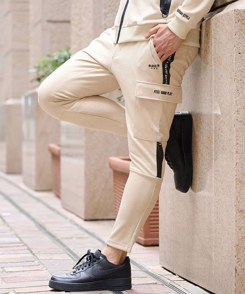 SB select LUXE/R フェイクスウェードジョガーカーゴパンツ シルバーバレット パンツ カーゴパンツ ベージュ ブラック グレー