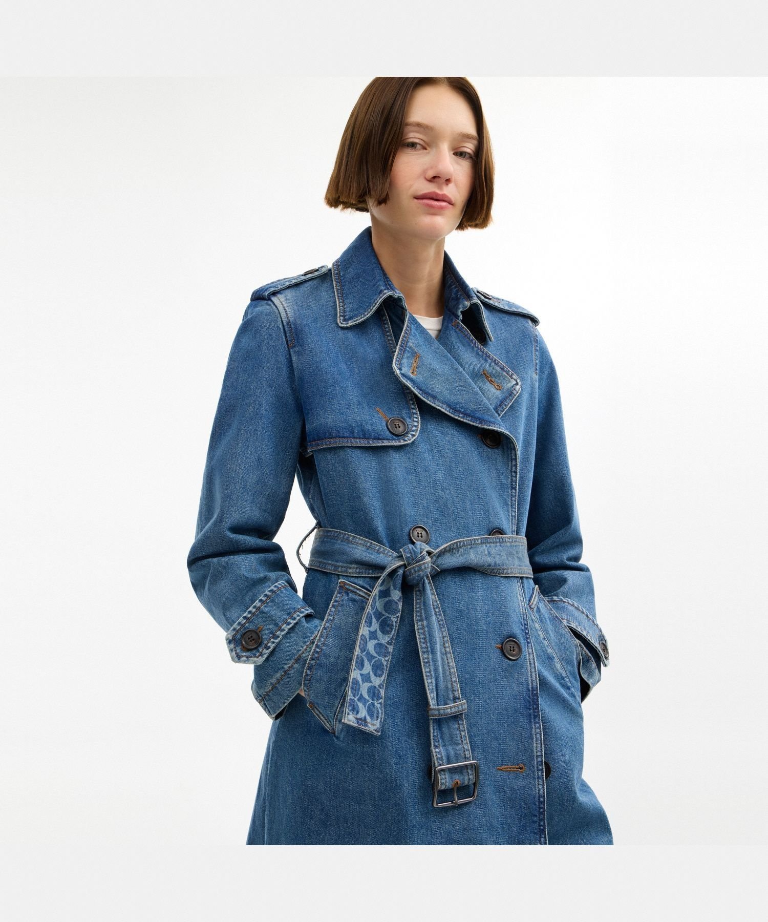 COACH OUTLET 【公式】デニム ロング トレンチ コート コーチ　アウトレット ジャケット・アウター デニムジャケット ブルー【送料無料】