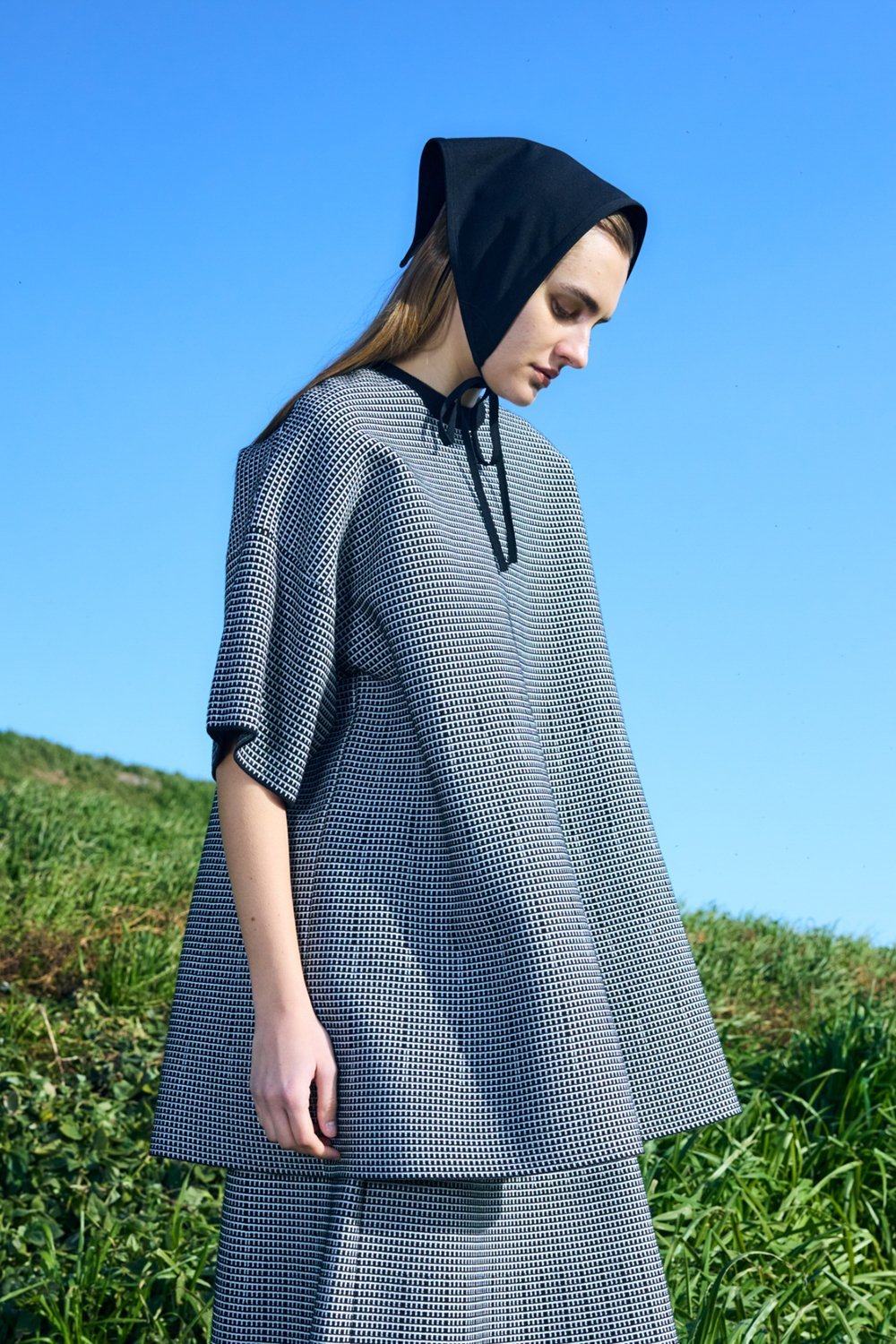 nagonstans Earth cliff jacquard フレア P.O ナゴンスタンス トップス ニット ブラック【送料無料】