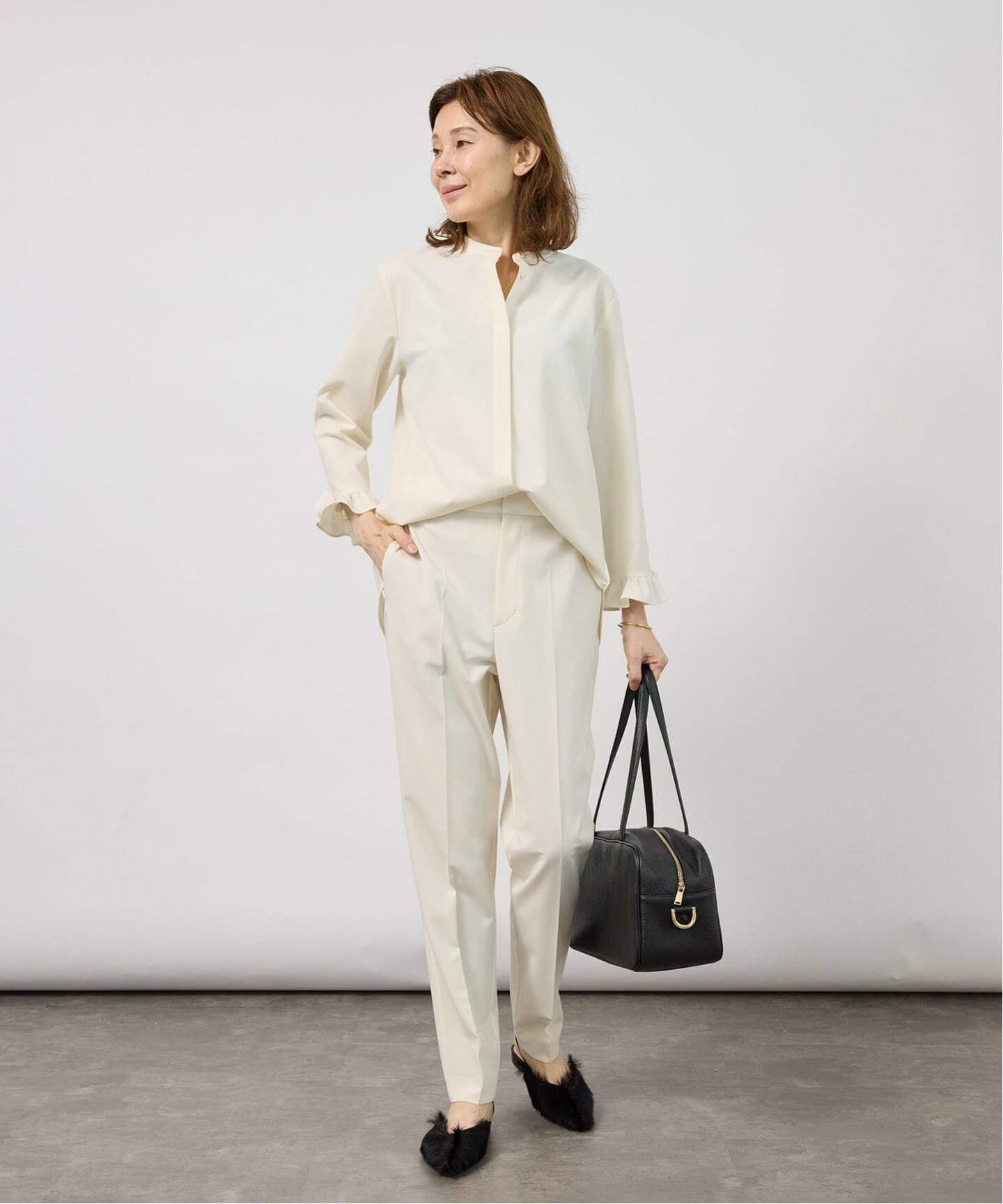 VERMEIL par iena 《予約》ステファニーツイルフリルブラウス ヴェルメイユ パー イエナ トップス シャツ・ブラウス ホワイト ネイビー
