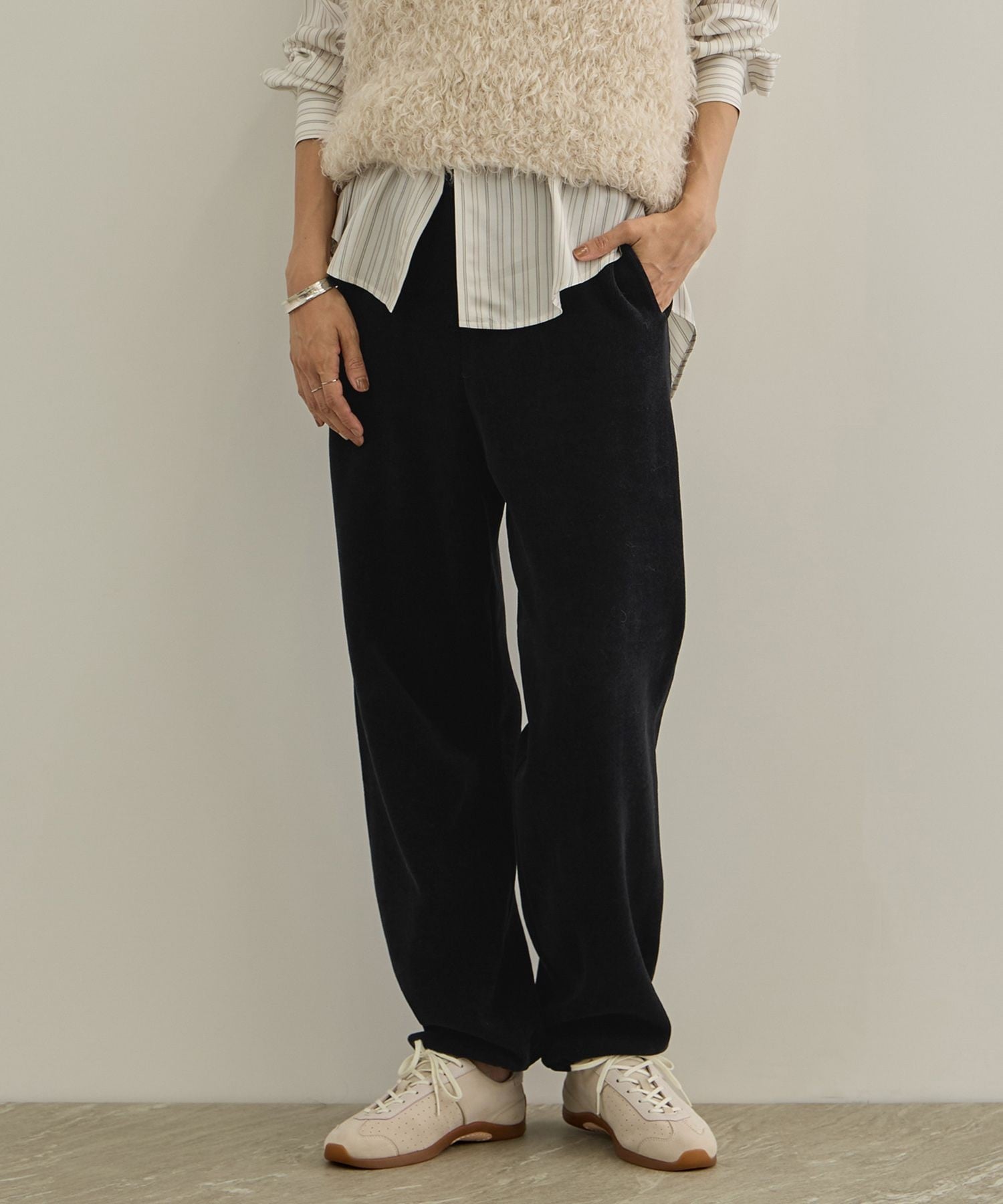 SALON adam et rope' パンツ-CreamyCotton /クリーミーコットン- サロン アダム エ ロペ パンツ その他のパンツ ブラウン ブラック ホワイト