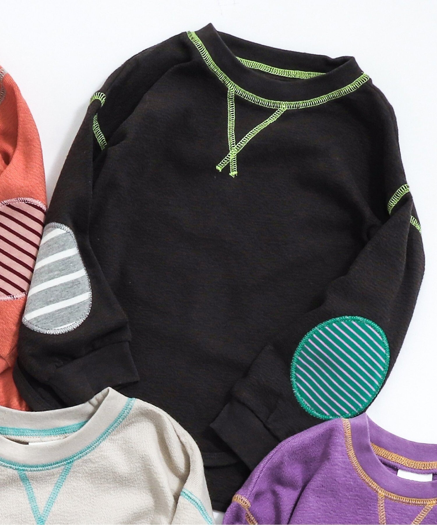 BREEZE 肘パッチカラーロンT エフオーオンラインストア トップス カットソー・Tシャツ グレー ホワイト グリーン ピンク パープルのサムネイル