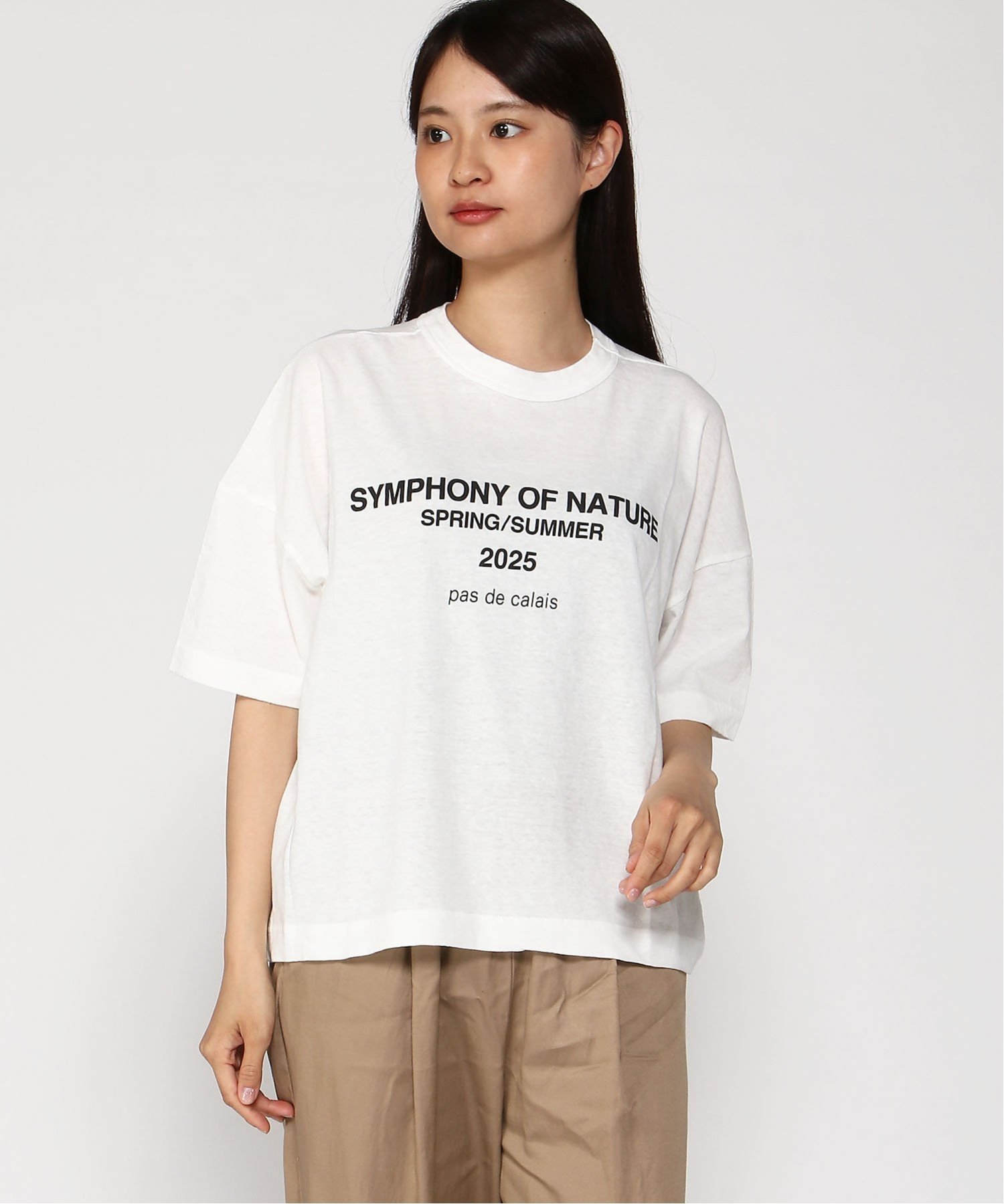 pas de calais pas de calais トルマリン染め ロゴプリントプルオーバー パドカレ トップス カットソー・Tシャツ カーキグリーン ピンク グレー ホワイト