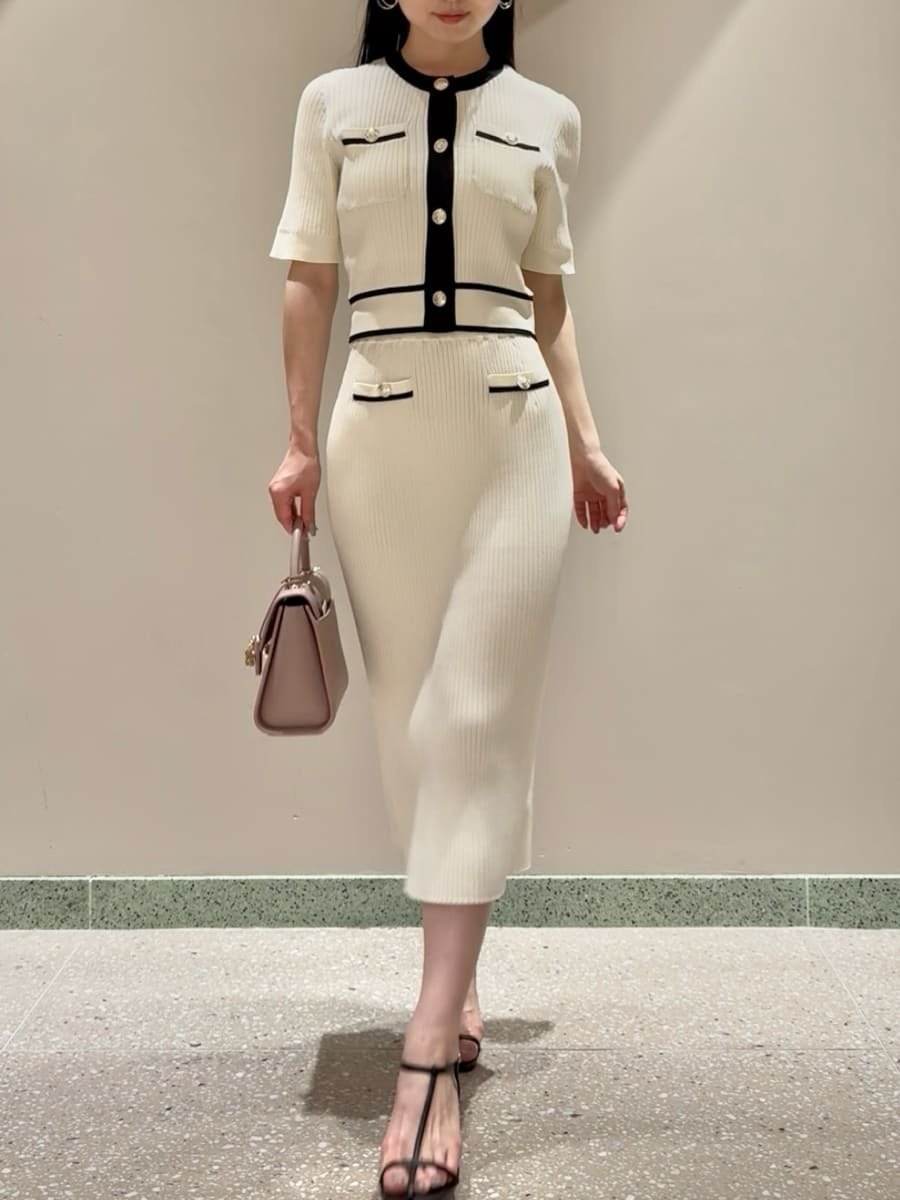 SNIDEL メタルボタンニットセットアップ スナイデル トップス その他のトップス ピンク ネイビー ホワ..