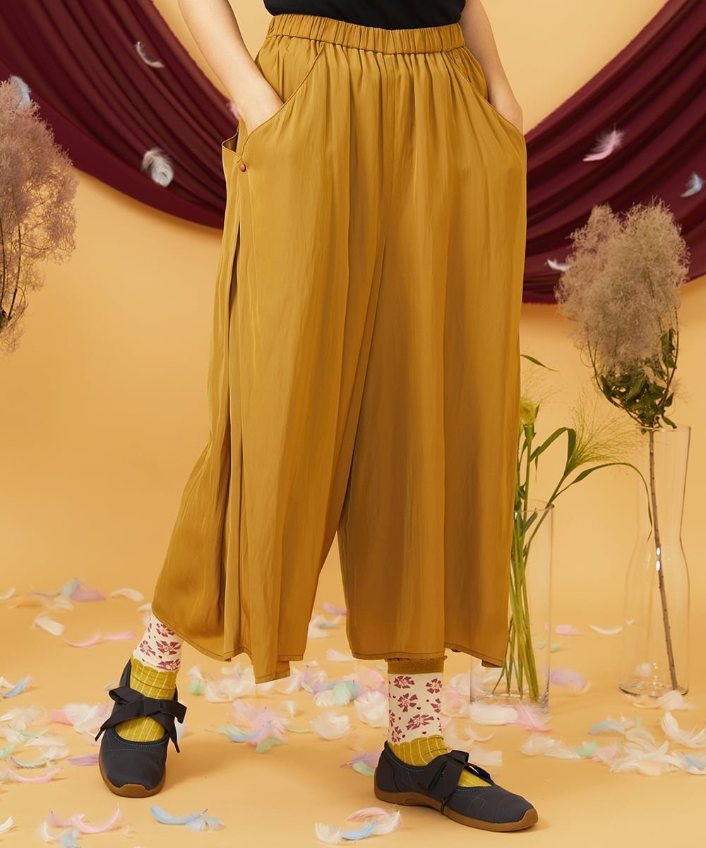 Jocomomola Sacudida サテンワイドパンツ ホコモモラ パンツ その他のパンツ イエロー パープル