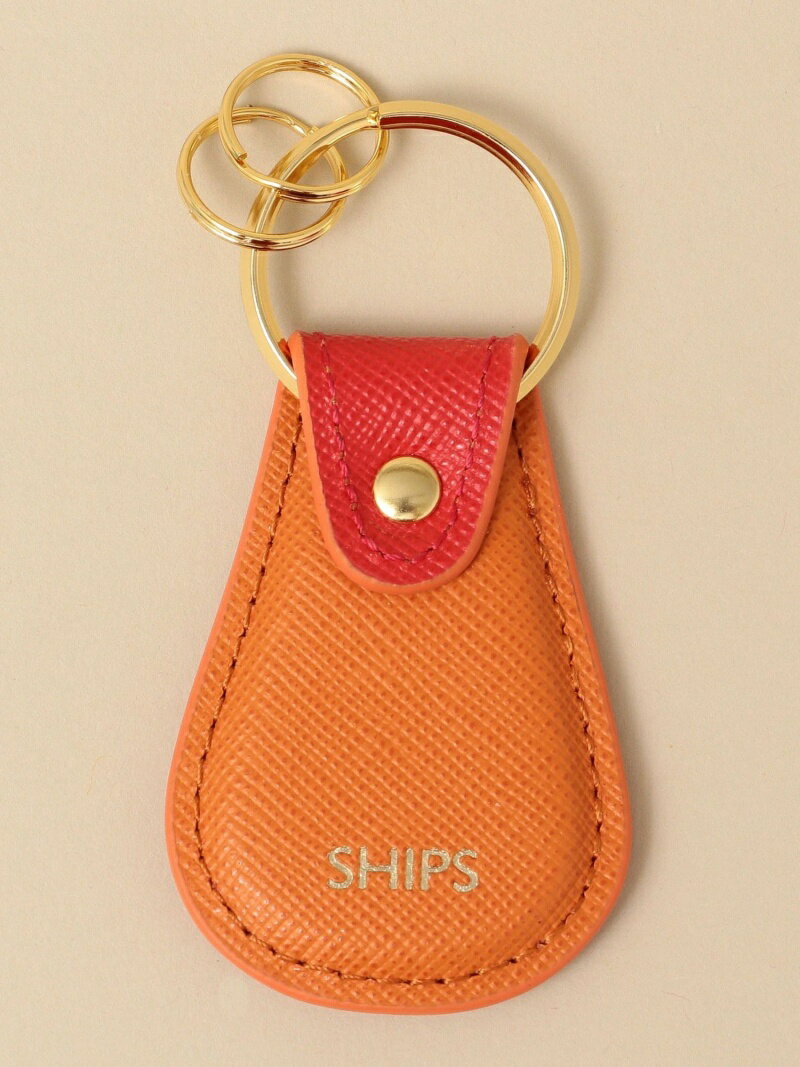 SHIPS 【WEB限定】SHIPS: 【SAFFIANO LEATHER】 2トーン キーホルダー シップス 財布 ポーチ ケース 財布 レッド グレー ブラック ベージュ ブラウン オレンジ ブルー ネイビー