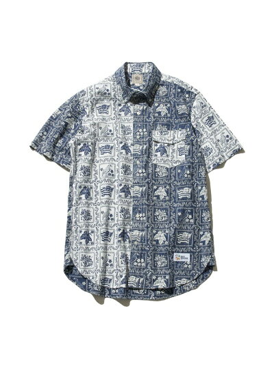 Fun Lahaina Sailor Short Sleeve Button Down Shirt HHOVIA0612: White Fun Lahaina Sailor Short Sleeve Button Down Shirt HHOVIA0612: White