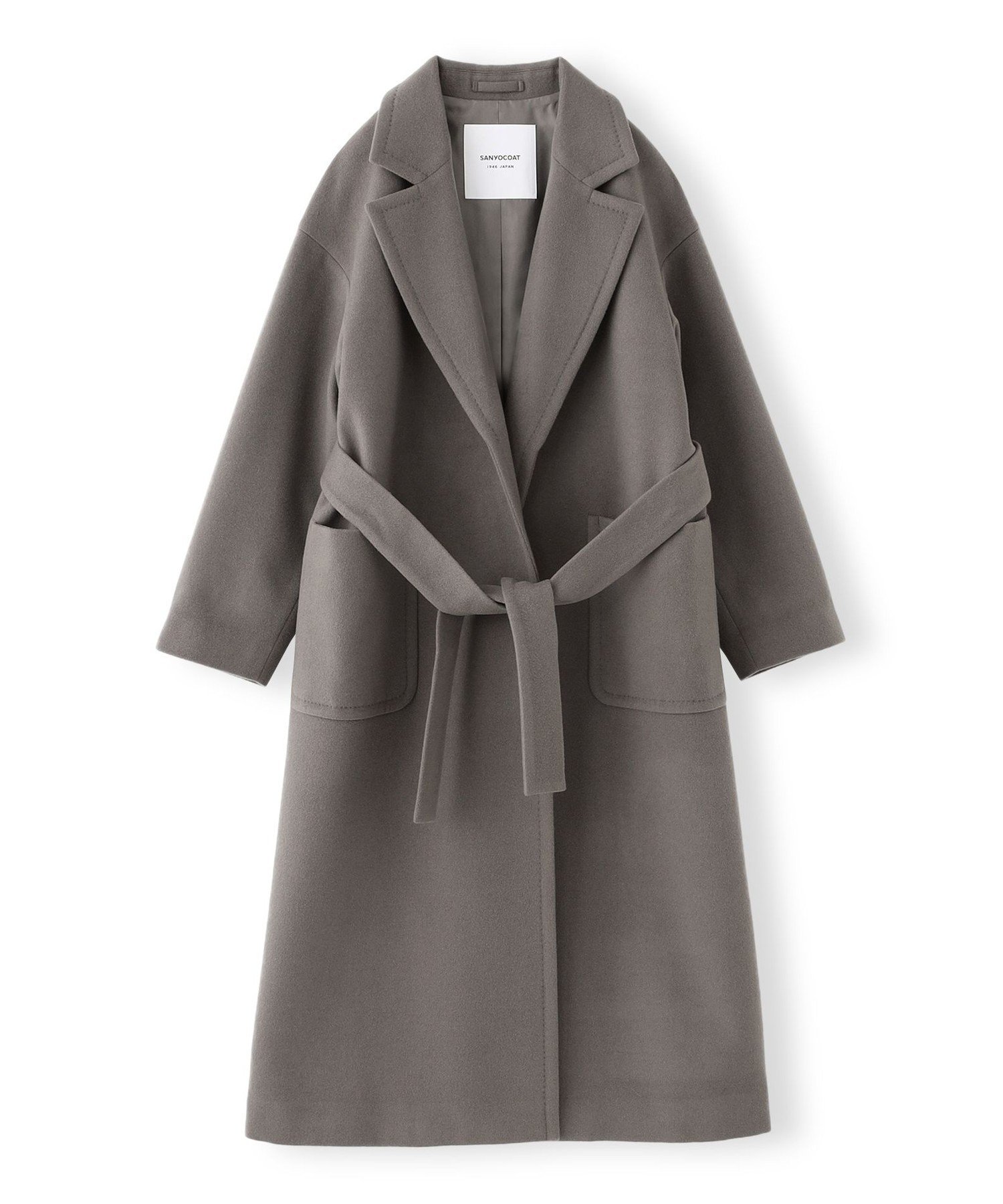 SANYOCOAT 【福田麻琴さんコラボ】エアージーロンラム ロングコート サンヨーコート ジャケット・アウター その他のジャケット・アウター グレー ホワイト【送料無料】のサムネイル