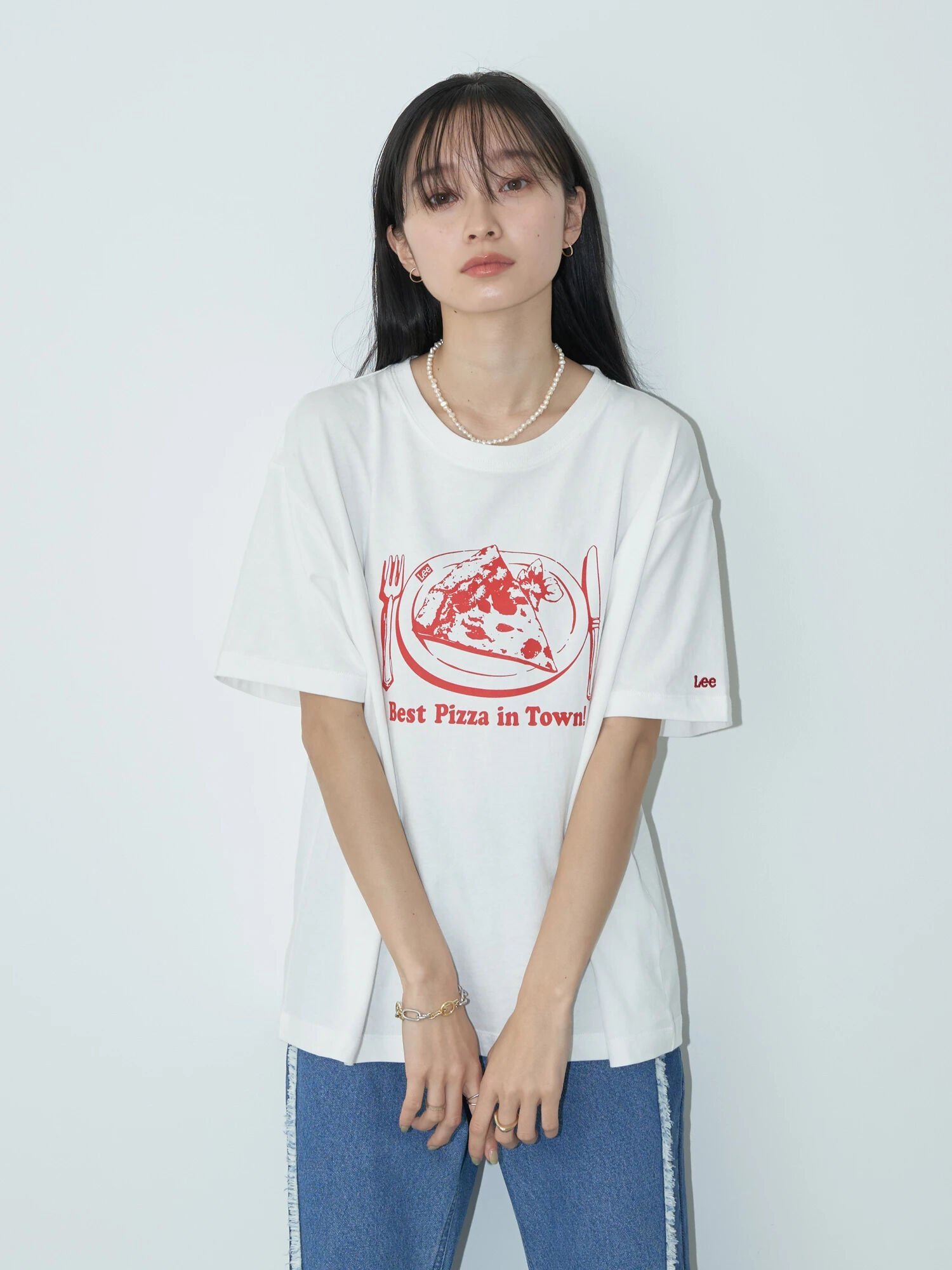 楽天Rakuten Fashion【SALE／50％OFF】earth music&ecology Lee*e.m.a.e PIZZA TEE アースミュージック&エコロジー トップス カットソー・Tシャツ ホワイト グレー ブルー