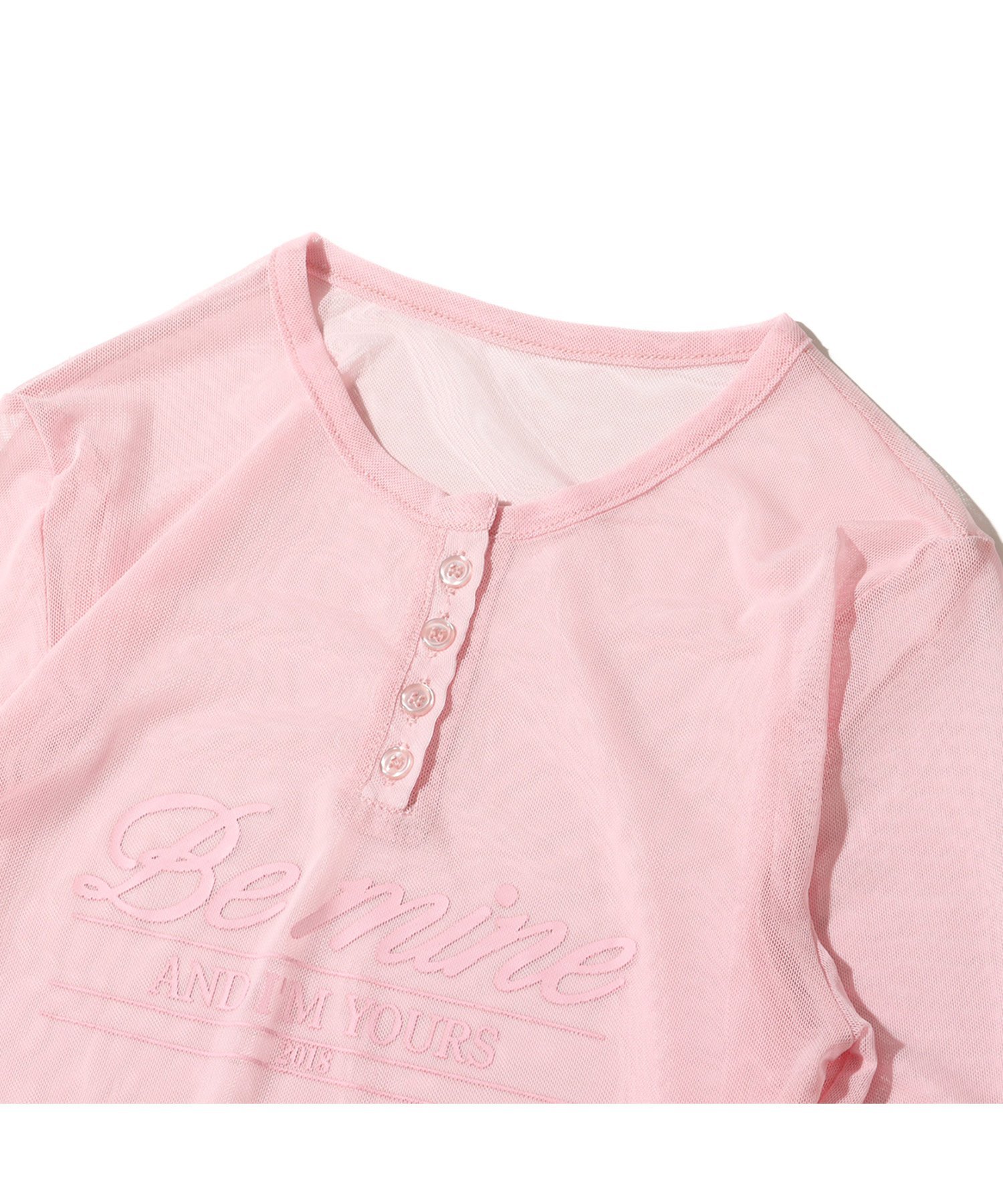 atmos pink atmos pink メッセージ シースルー トップス PINK アトモス トップス カットソー・Tシャツ ピンク