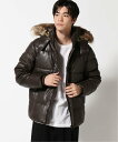 【SALE／50%OFF】GUESS (M)Faux-Leather Puffer Jacket ゲス ジャケット・アウター その他のジャケット・アウター ブラウン【送料無料】