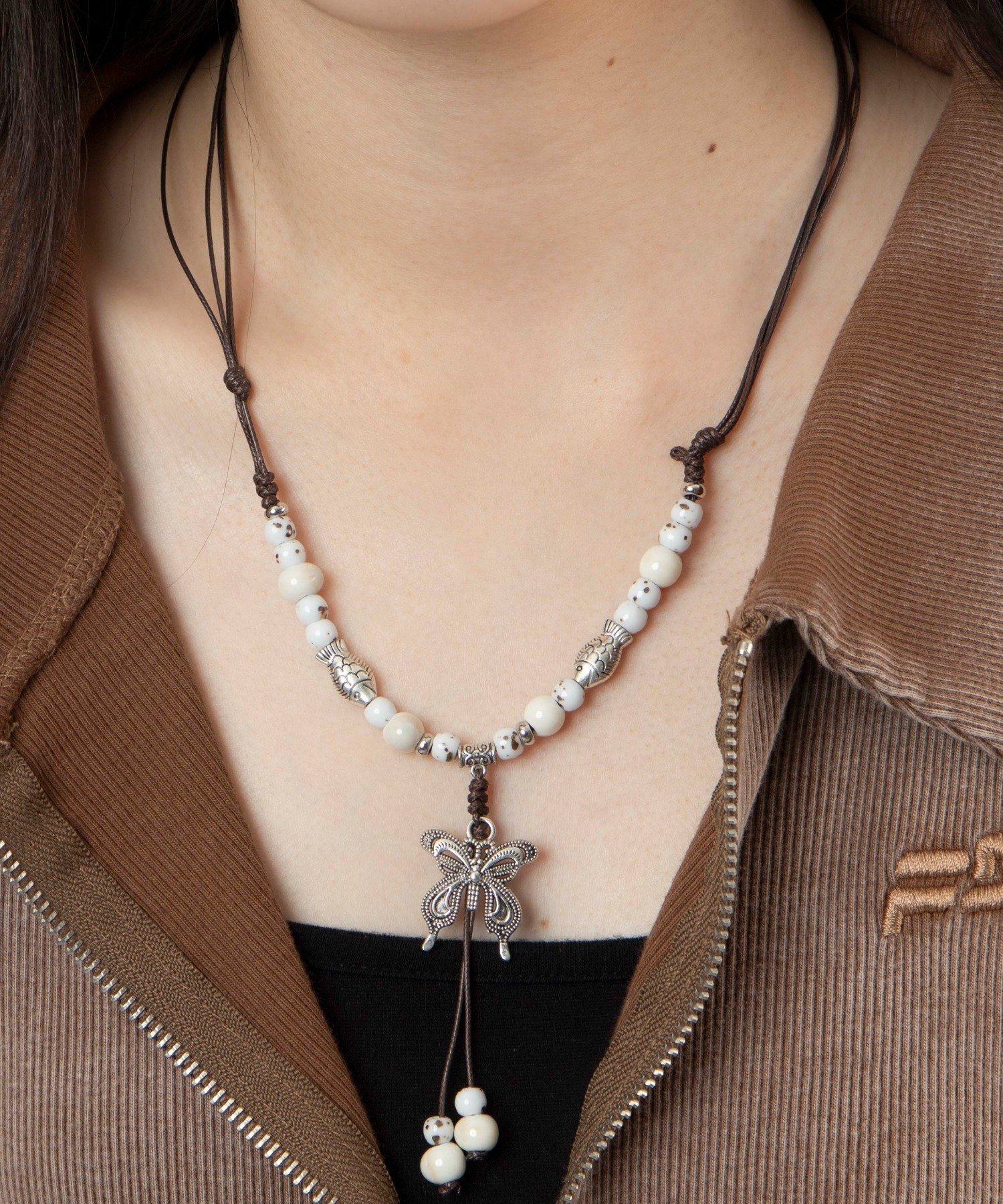 WEGO LADY'S Lバタフライビーズネックレス ウィゴー アクセサリー・腕時計 ネックレス