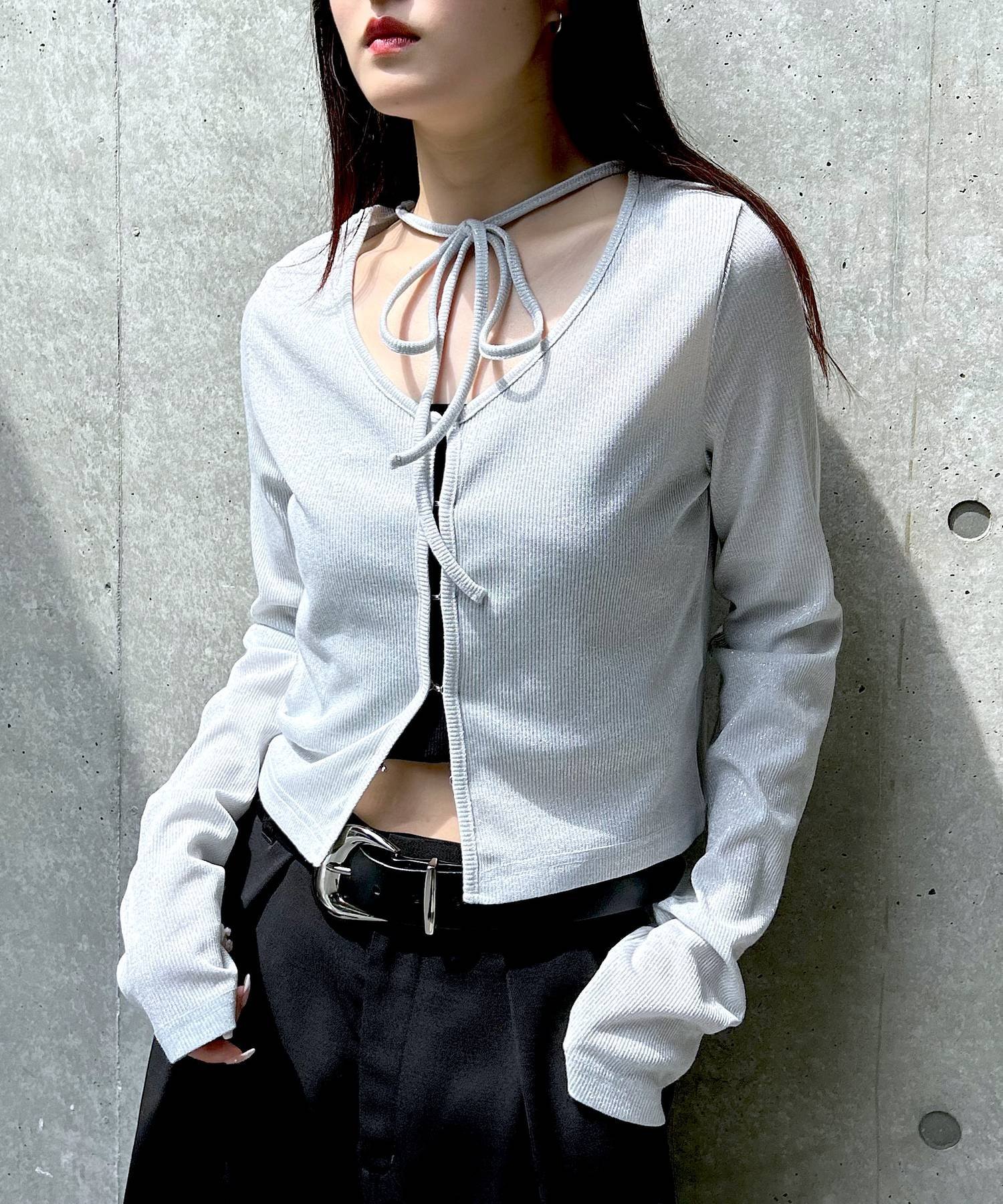 PAGEBOY キラキラカットホックカーディガン ページボーイ トップス カットソー・Tシャツ ネイビー イエロー ブルー ホワイト ブラック