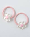apres les cours クリアお花ヘアゴム2個セット エフオーオンラインストア ヘアアクセサリー ヘアゴム パープル ホワイト