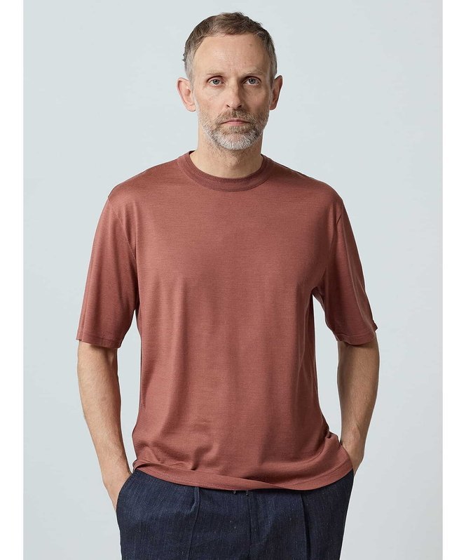 Aquascutum MEN TEC.3 NZ Merino Crew-neck アクアスキュータム トップス カットソー・Tシャツ ベージュ ブルー【送料無料】