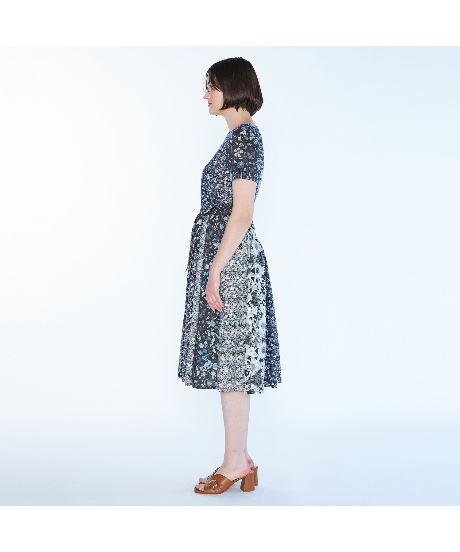 【SALE／42%OFF】SCAPA Liberty Printパッチワーク2ワンピース スキャパ ワンピース・ドレス ドレス ネイビー【送料無料】