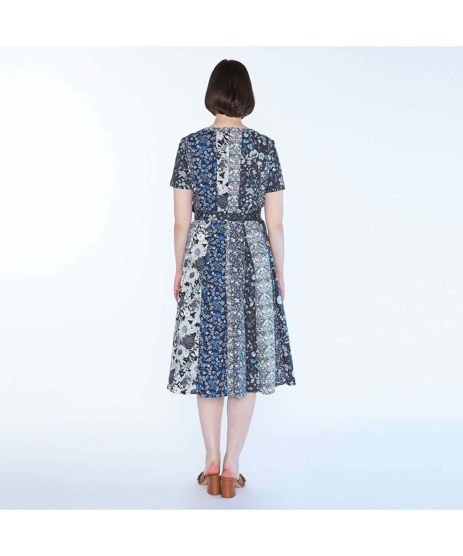 【SALE／42%OFF】SCAPA Liberty Printパッチワーク2ワンピース スキャパ ワンピース・ドレス ドレス ネイビー【送料無料】